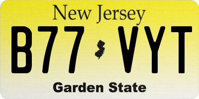 NJ license plate B77VYT