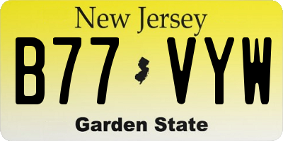 NJ license plate B77VYW
