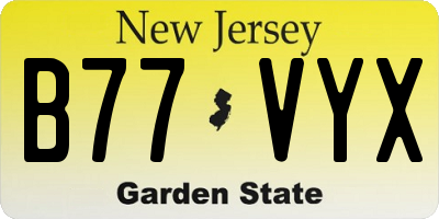 NJ license plate B77VYX