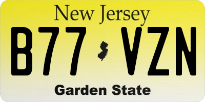NJ license plate B77VZN