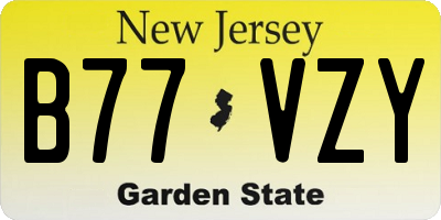 NJ license plate B77VZY