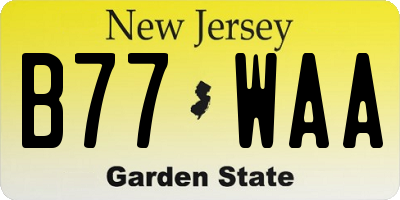 NJ license plate B77WAA