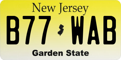 NJ license plate B77WAB