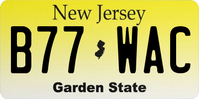 NJ license plate B77WAC