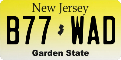 NJ license plate B77WAD