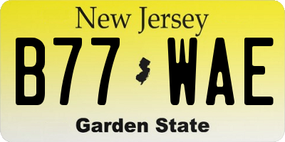 NJ license plate B77WAE
