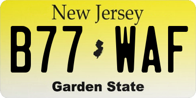 NJ license plate B77WAF