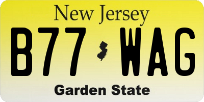 NJ license plate B77WAG