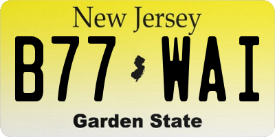 NJ license plate B77WAI