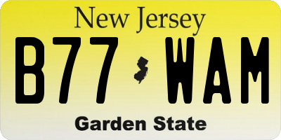 NJ license plate B77WAM