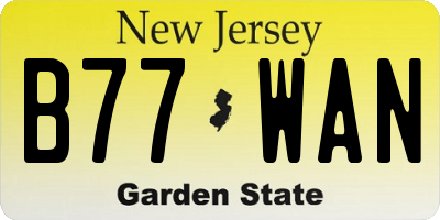 NJ license plate B77WAN