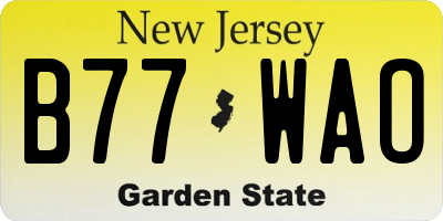 NJ license plate B77WAO