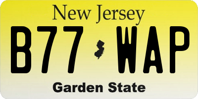 NJ license plate B77WAP