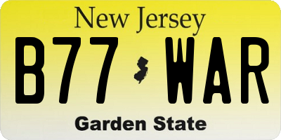 NJ license plate B77WAR