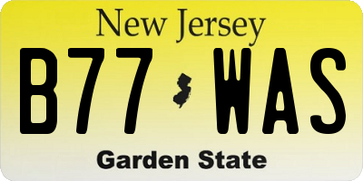 NJ license plate B77WAS