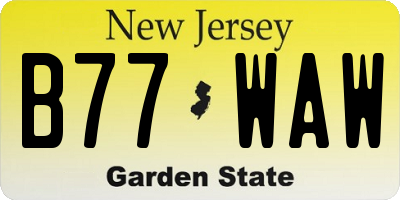 NJ license plate B77WAW