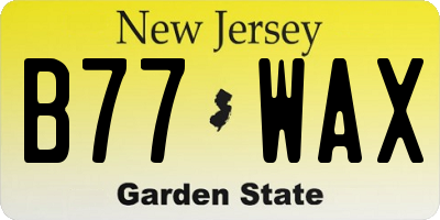 NJ license plate B77WAX