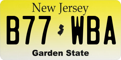 NJ license plate B77WBA