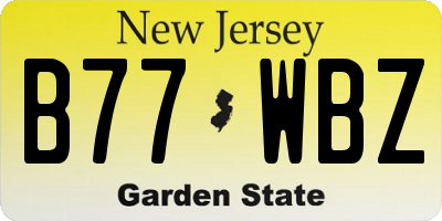 NJ license plate B77WBZ