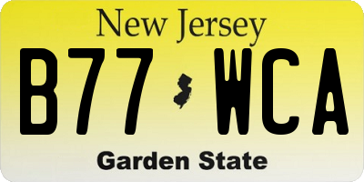 NJ license plate B77WCA