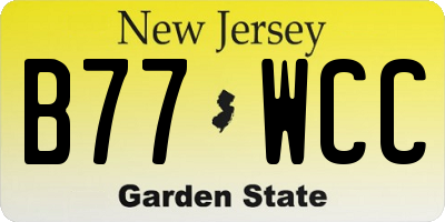 NJ license plate B77WCC