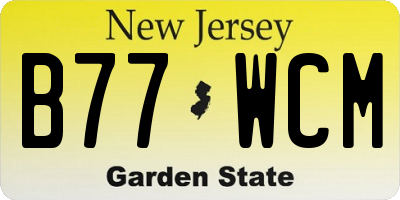 NJ license plate B77WCM