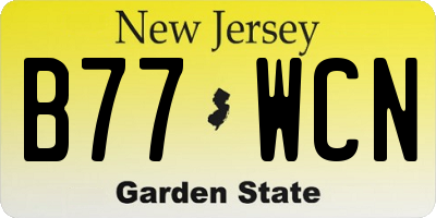 NJ license plate B77WCN