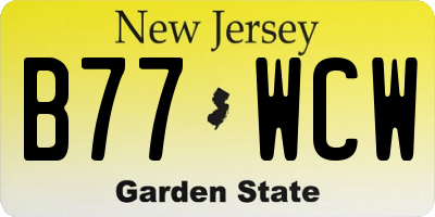 NJ license plate B77WCW