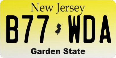 NJ license plate B77WDA