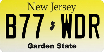 NJ license plate B77WDR