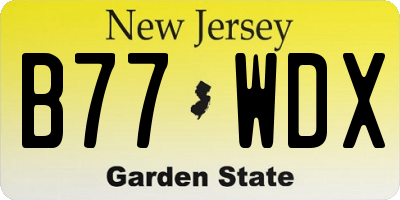 NJ license plate B77WDX