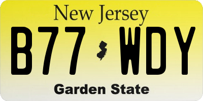 NJ license plate B77WDY