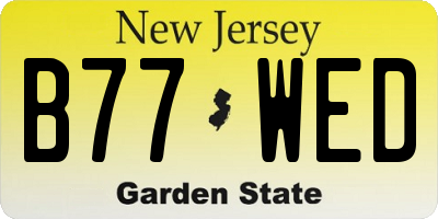 NJ license plate B77WED