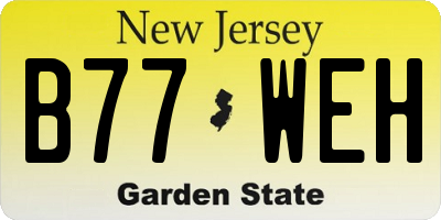 NJ license plate B77WEH