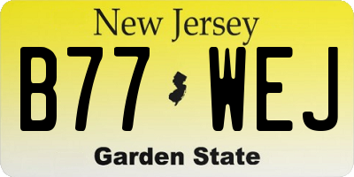 NJ license plate B77WEJ