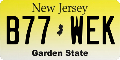 NJ license plate B77WEK