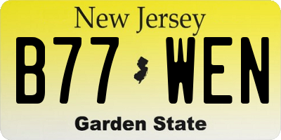 NJ license plate B77WEN