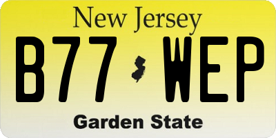 NJ license plate B77WEP