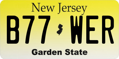 NJ license plate B77WER