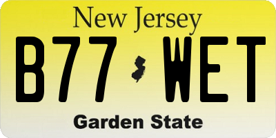 NJ license plate B77WET