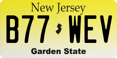 NJ license plate B77WEV
