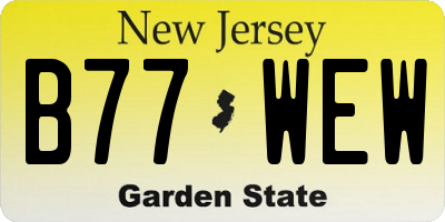 NJ license plate B77WEW