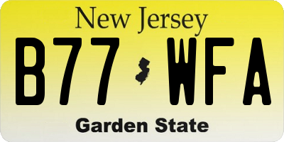 NJ license plate B77WFA