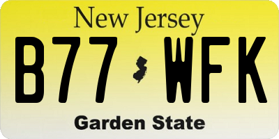 NJ license plate B77WFK
