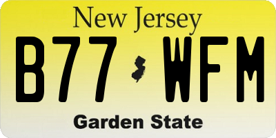 NJ license plate B77WFM
