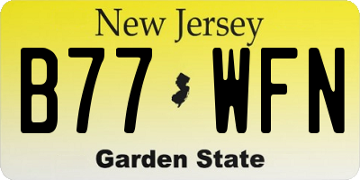 NJ license plate B77WFN