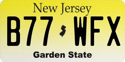 NJ license plate B77WFX