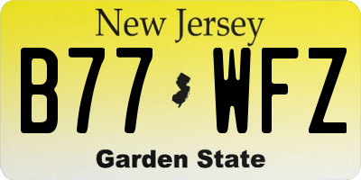 NJ license plate B77WFZ