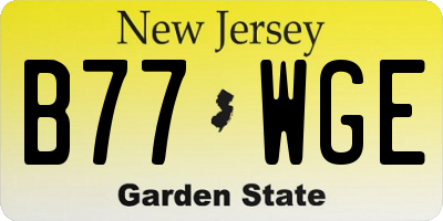 NJ license plate B77WGE