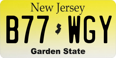 NJ license plate B77WGY